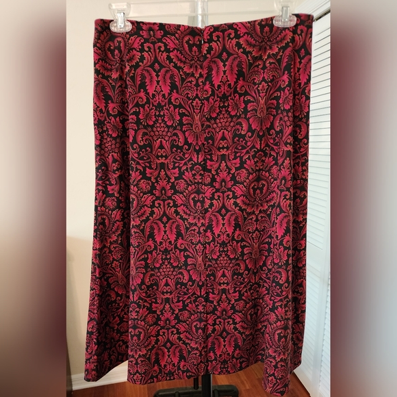 Moleskin Midi Skirt dark red/black size 12 - Picture 2 of 3